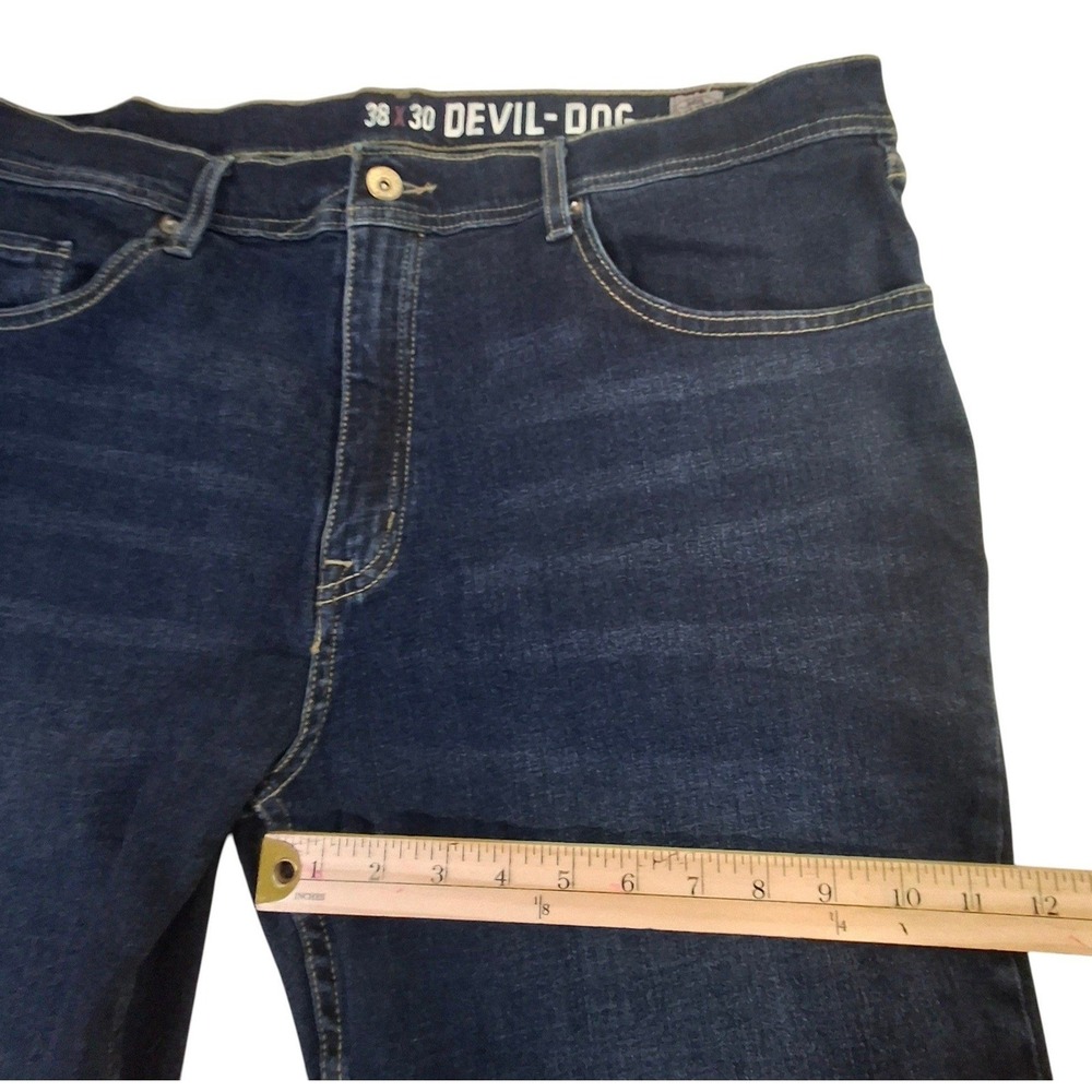 Devil-Dog Dungarees Jeans Mens 38x30* Athletic Slim Fit Dark Wash Indigo denim - Picture 11 of 11